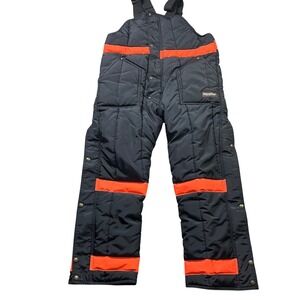 RefrigiWear Insulated Bib Overalls Mens XL Black Orange Reflective Workwear